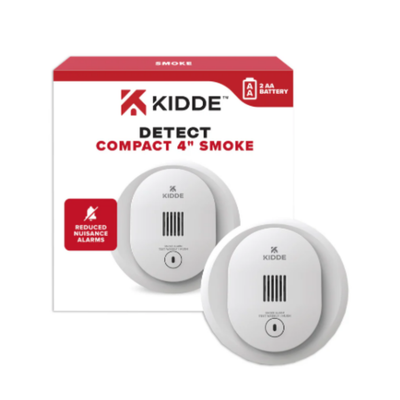 Detector de Humo Kidde 10SDR Autónomo de Batería AA Compacto 4” con Alarma 85dB Modelo 21031428
