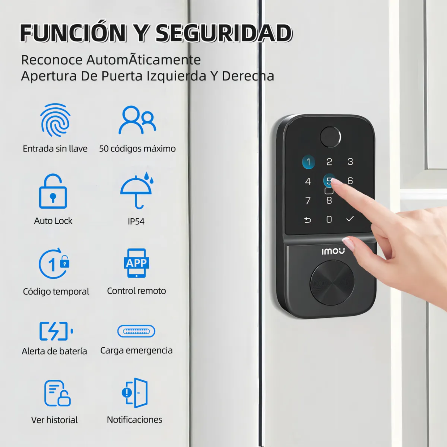 Cerradura wifi IMOU huella dactilar acceso manual código,2,4ghz, cubo1